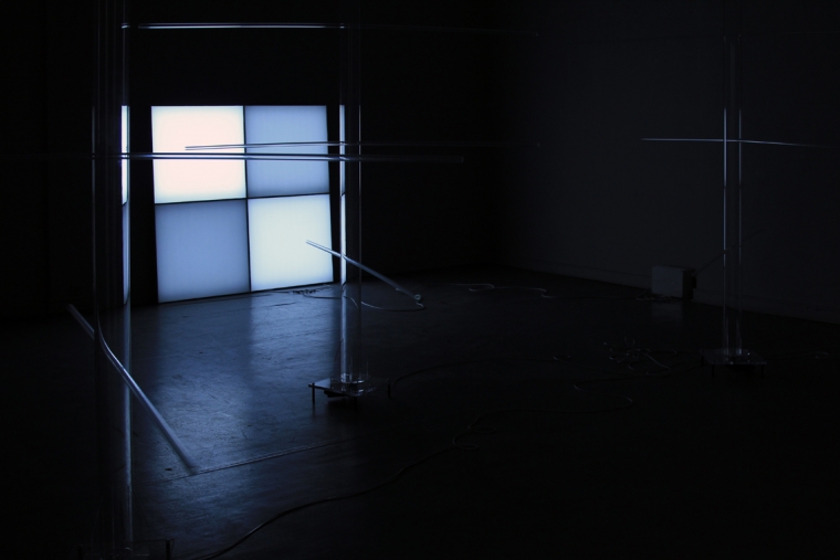Bardo Embodiment instalation 650 x 600 cm, lightbox, plexiglass, engine, 2019 SalonAkademii Gallery